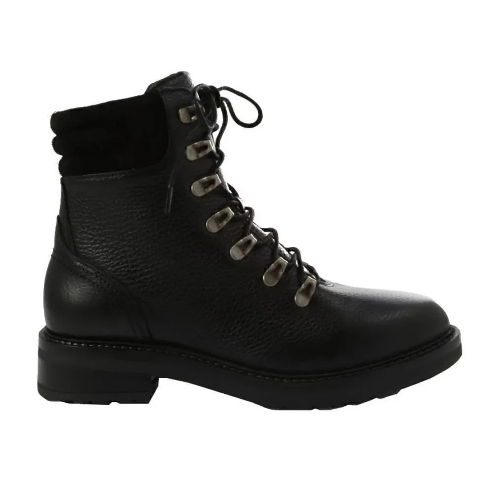 NEW IN BOX FAT FACE HARPER HIKER BOOTS BLACK LEATHER SIZE 9 WMNS